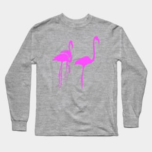 Minimalistic Three Flamingos Pink Silhouette Long Sleeve T-Shirt